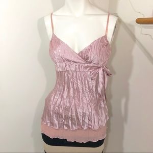 Charlotte Russe Bow & Lace Satin Layered Cami Top